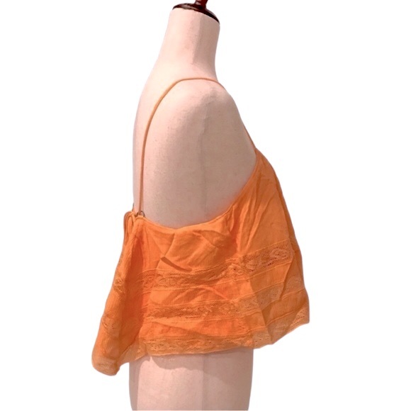 Free People Home Again Cami Size Medium Orange Lace Tank Top New with Tags - Picture 4 of 11